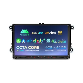 Volkswagen / Škoda / SEAT | Android 16 | 9 inch QLED | 4GB/64GB/8Core | Multimedija Xtrons IP96MTVDABL