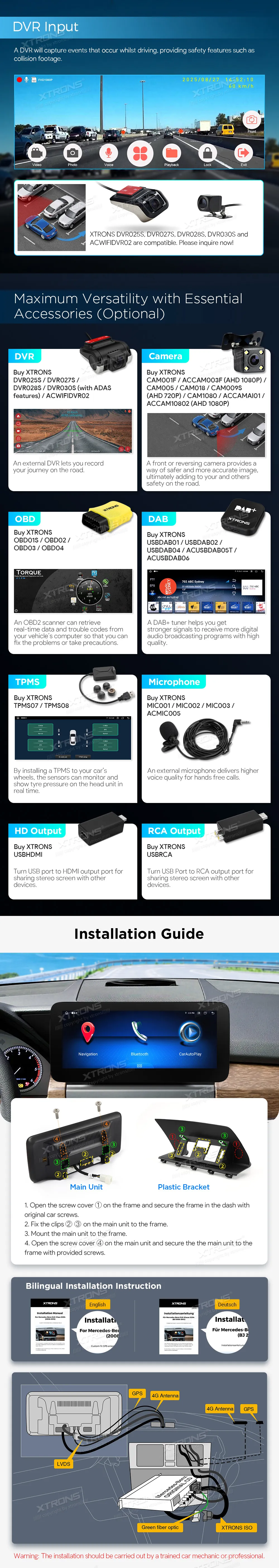 MB GLK X204 NTG 4.0 | Android OS | 10.25 inch | 4GB/64GB/8Core | Multimedija Xtrons QAMS1440M12GLK40L