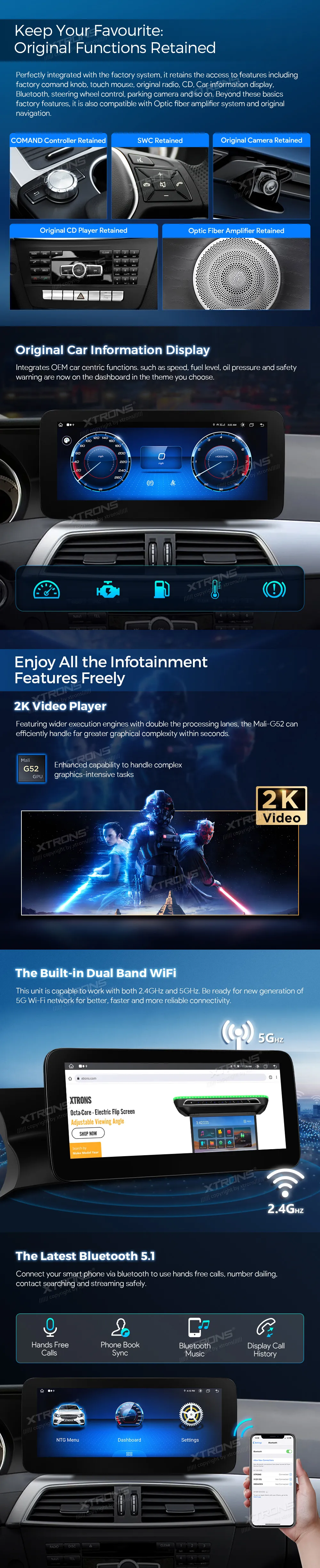 Mercedes-Benz C W204 NTG 4.5/4.7 | Android OS | 10.25 inch | 4GB/64GB/8Core | Multimedija Xtrons QAMS1445M12C45L