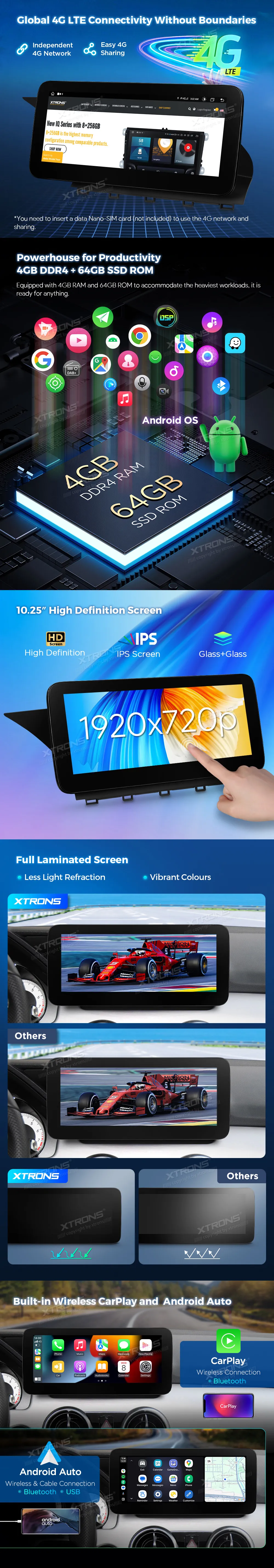 Mercedes-Benz GLK X204 NTG 4.5/4.7 | Android 14 | 10.25 inch | 4GB/64GB/8Core | Multimedija Xtrons QAMS1445M12GLK45L