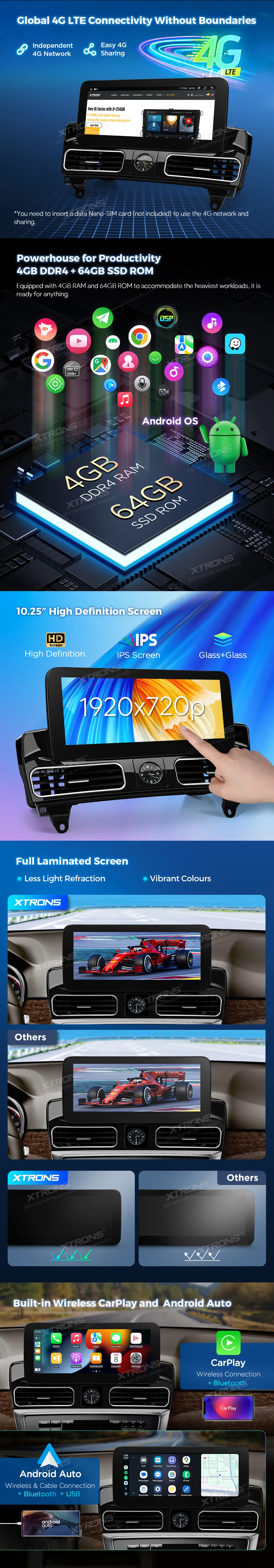 MB ML W166 / GL X166 NTG 4.5/4.7 | Android 14 | 10.25 inch | 4GB/64GB/8Core | Multimedija Xtrons QAMS1445M12ML45