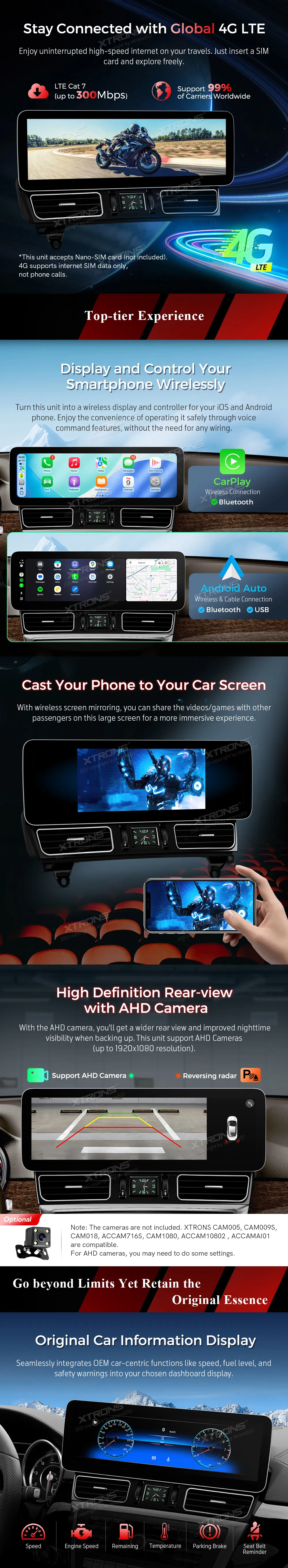 MB ML W166 / GL X166 NTG 4.5/4.7 | Android 14 | 14.9 inch | 4GB/64GB/8Core | Multimedija Xtrons QLM4245MLS