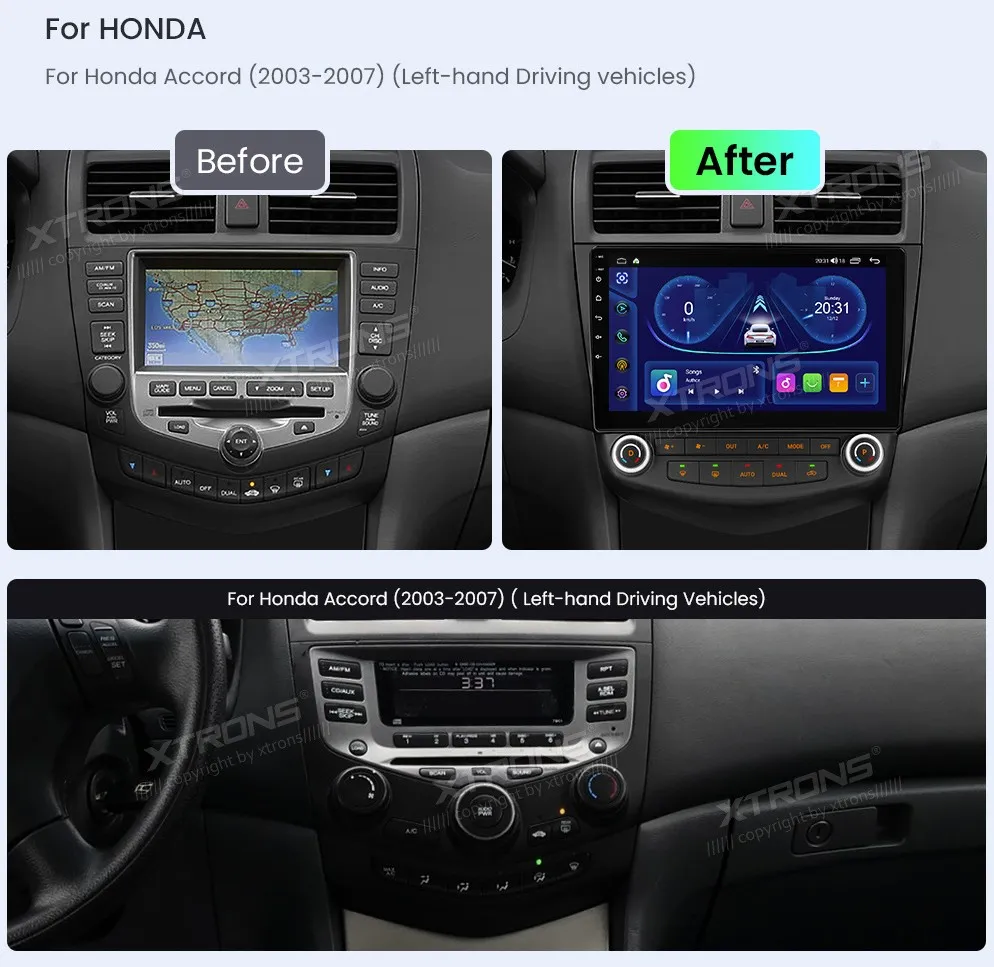 Honda Accord 2003-2007 | Android OS | 10.1 inch | 2GB/64GB/8Core | Multimedija Xtrons IDSP10ACHL