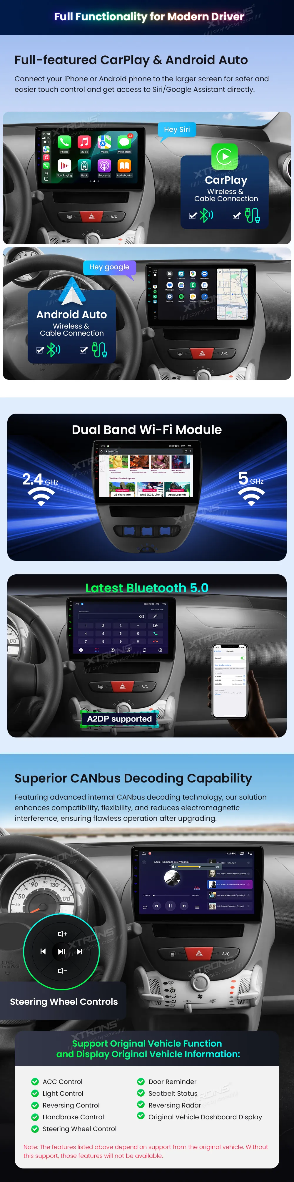Toyota Aygo / Peugeot 107 / Citroen C1 | Android OS | 10.1 inch | 2GB/64GB/8Core | Multimedija Xtrons IDSP10AGT