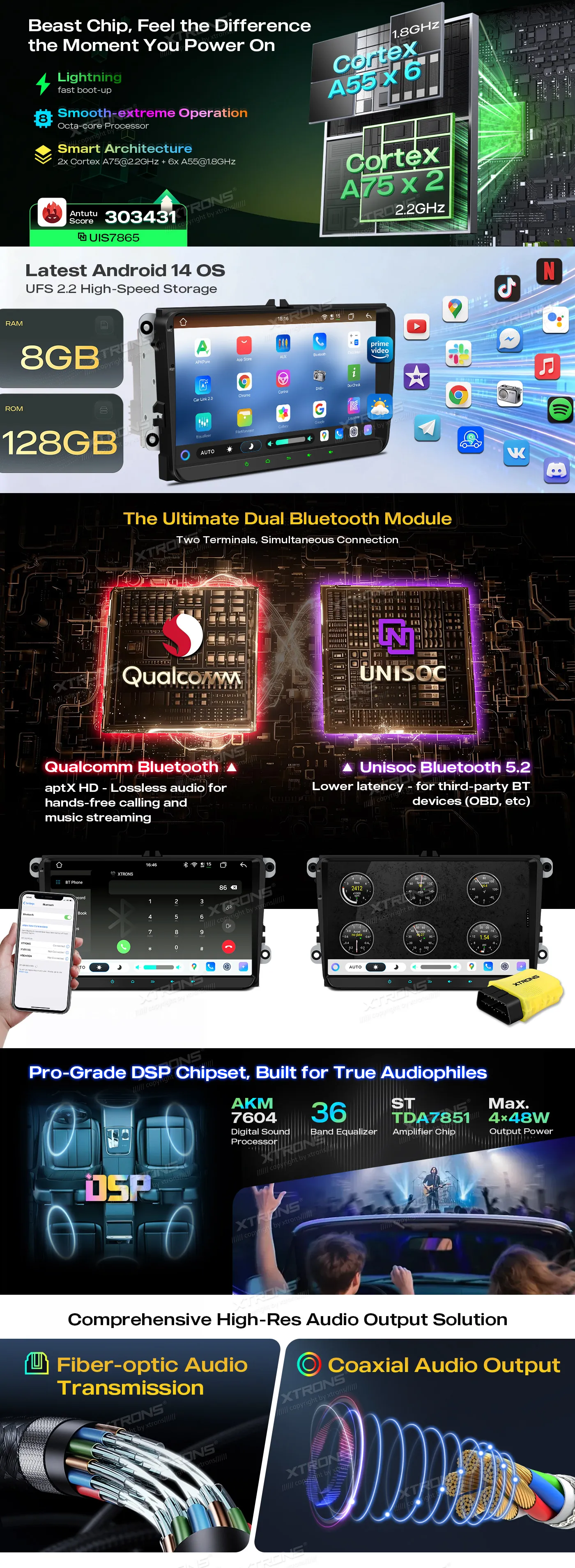 Volkswagen / Škoda / SEAT | Android 14 | 9 inch QLED | 8GB/128GB/8Core | Multimedija Xtrons IMH94MTVL