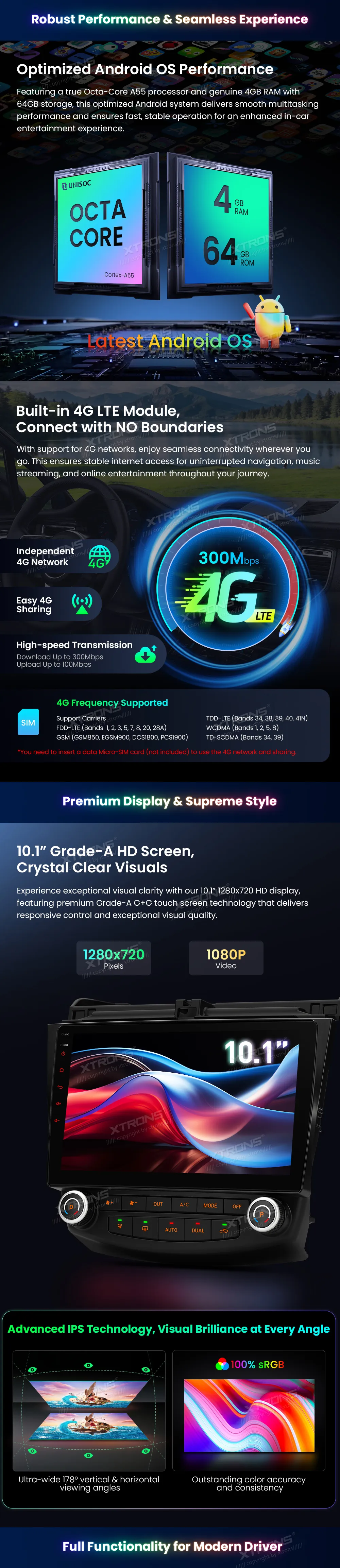 Honda Accord 2003-2007 | Android OS | 10.1 inch | 4GB/64GB/8Core | Multimedija Xtrons IDP10ACHLA