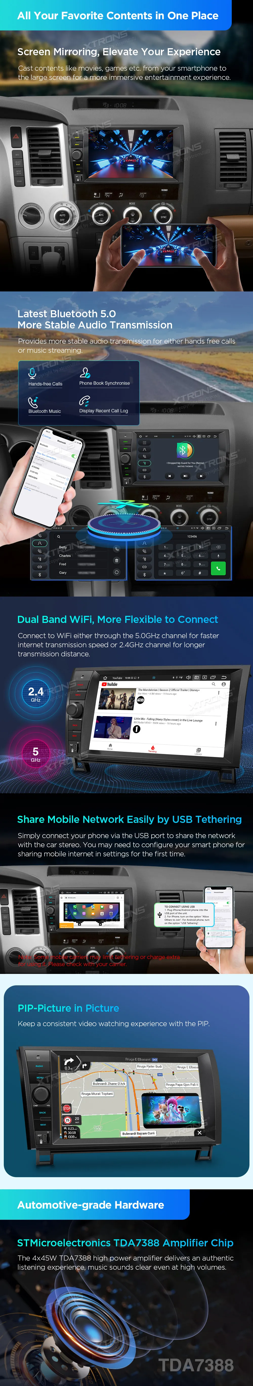 Toyota Tundra / Sequoia 2007-2017 | Android 14 | 9 inch | 4GB/64GB/8Core | Multimedija Xtrons PX94TDTLGS