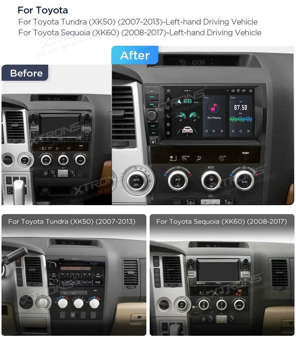 Toyota Tundra / Sequoia 2007-2017 | Android 14 | 9 inch | 4GB/64GB/8Core | Multimedija Xtrons PX94TDTLGS