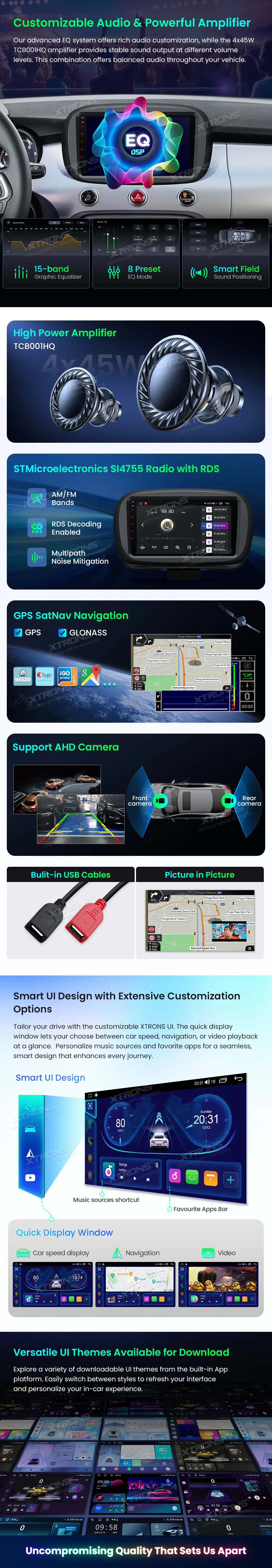 Fiat 500X 2015-2020 | Android OS | 9 inch | 4GB/64GB/8Core | Multimedija Xtrons IDP9050XF