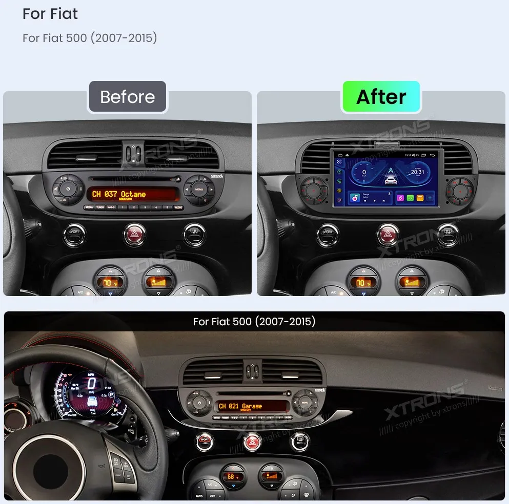 Fiat 500 2007-2015 | Android OS | 7 inch | 2GB/64GB/8Core | Multimedija Xtrons IDS7050FLB