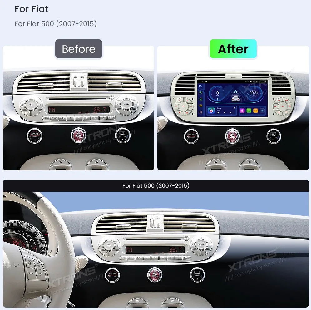 Fiat 500 2007-2015 | Android OS | 7 inch | 2GB/64GB/8Core | Multimedija Xtrons IDS7050FLC