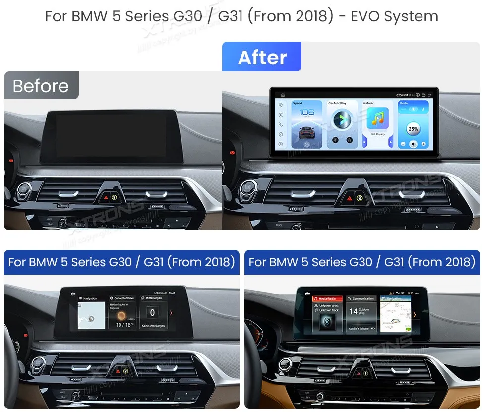 BMW 5 G30 G31 EVO | Android 14 | 12.3 inch | 8GB/256GB/8Core Snapdragon 685 | Multimedija Xtrons QWBX24EVB12FVN