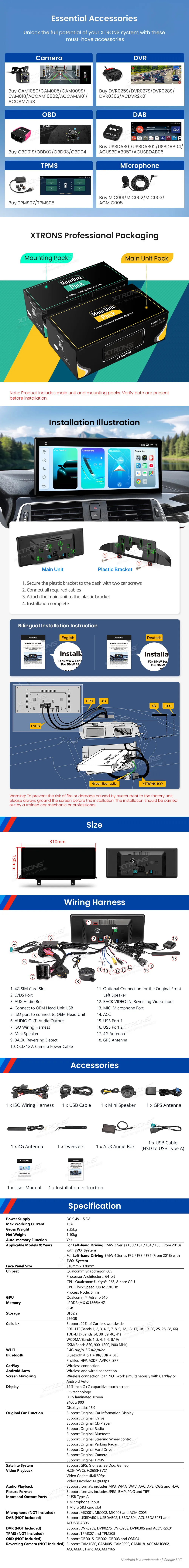 BMW 3/4 Serija nuo 2018 EVO | Android 14 | 12.3 inch | 8GB/256GB/8Core Snapdragon 685 | Multimedija Xtrons QWBX24EVB12THL