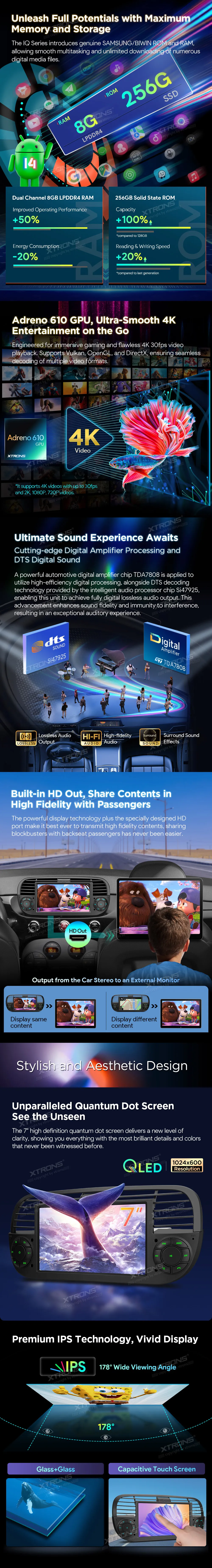 Fiat 500 2007-2015 | Android 14 | 7 inch QLED | 8GB/256GB/8Core Snapdragon 665 | Multimedija Xtrons IQ7450FLBP