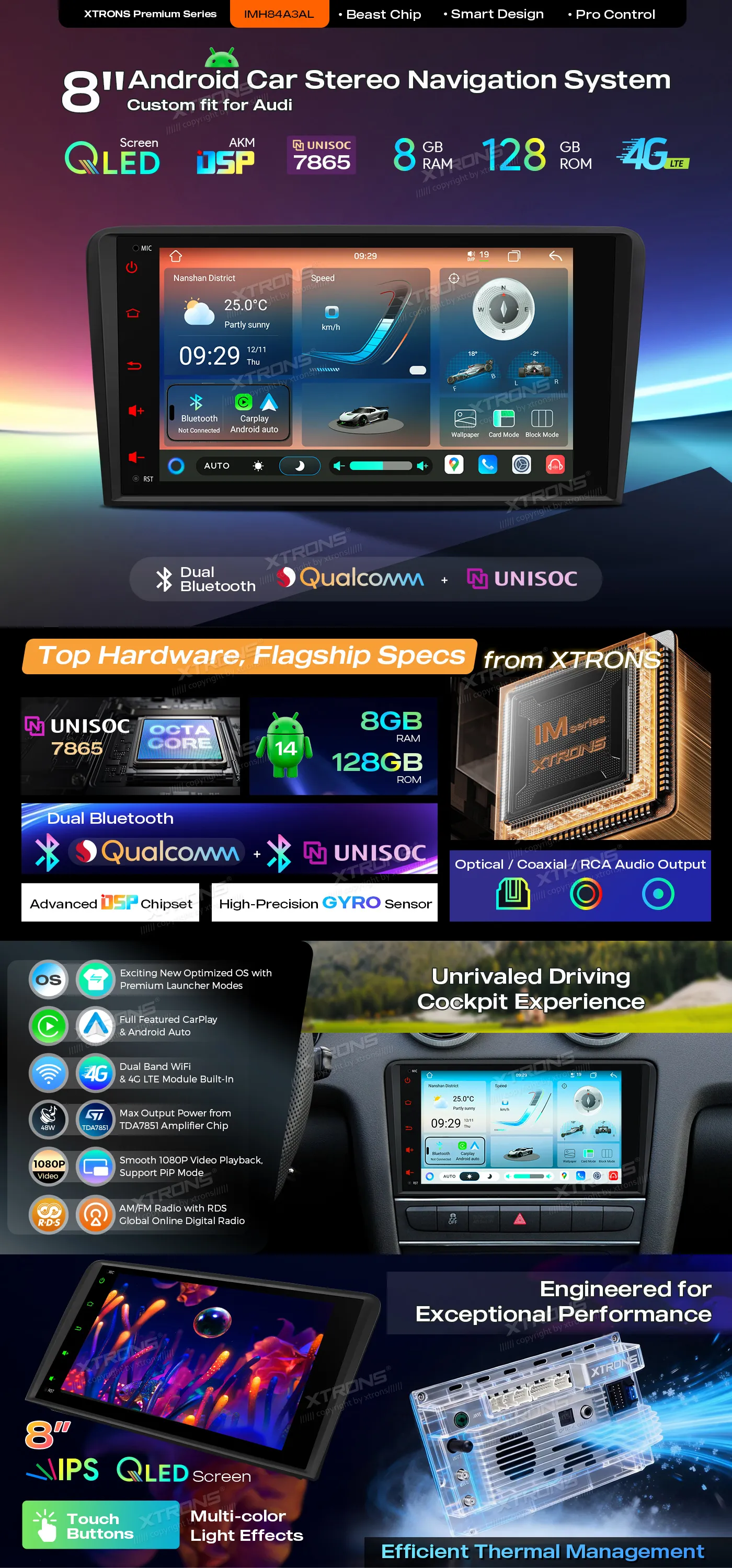 Audi A3 S3 RS3 | Android 14 | 8 inch QLED | 8GB/128GB/8Core | Multimedija Xtrons IMH84A3AL