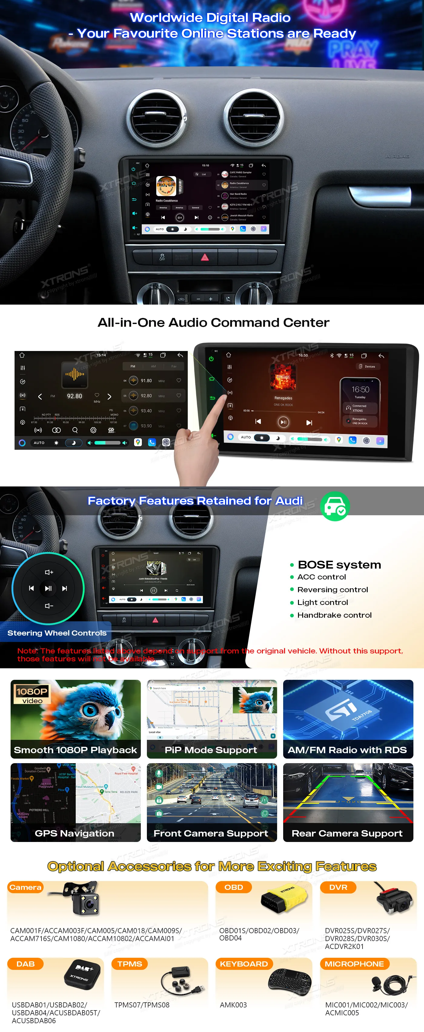 Audi A3 S3 RS3 | Android 14 | 8 inch QLED | 8GB/128GB/8Core | Multimedija Xtrons IMH84A3AL