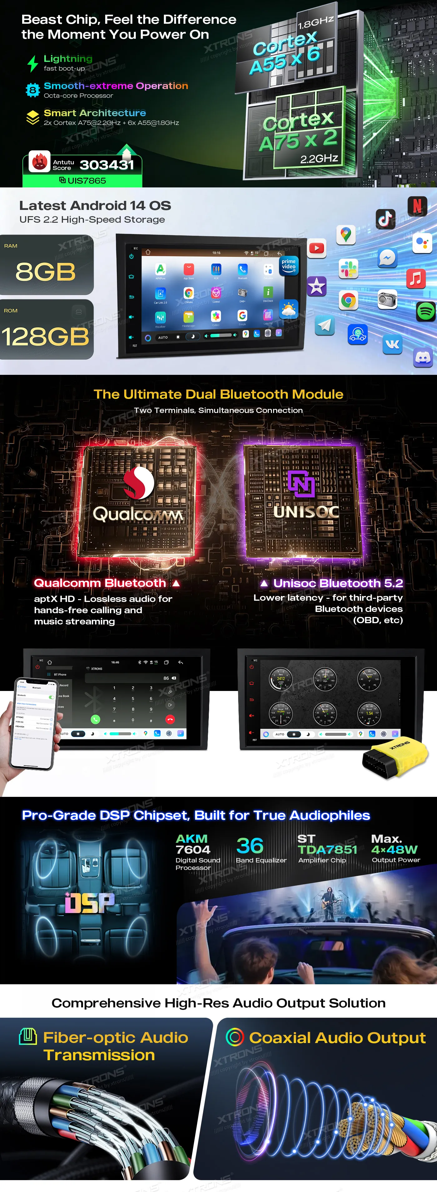 Audi A4 S4 RS4 B6/B7 | Android 14 | 8 inch QLED | 8GB/128GB/8Core | Multimedija Xtrons IMH84A4AL