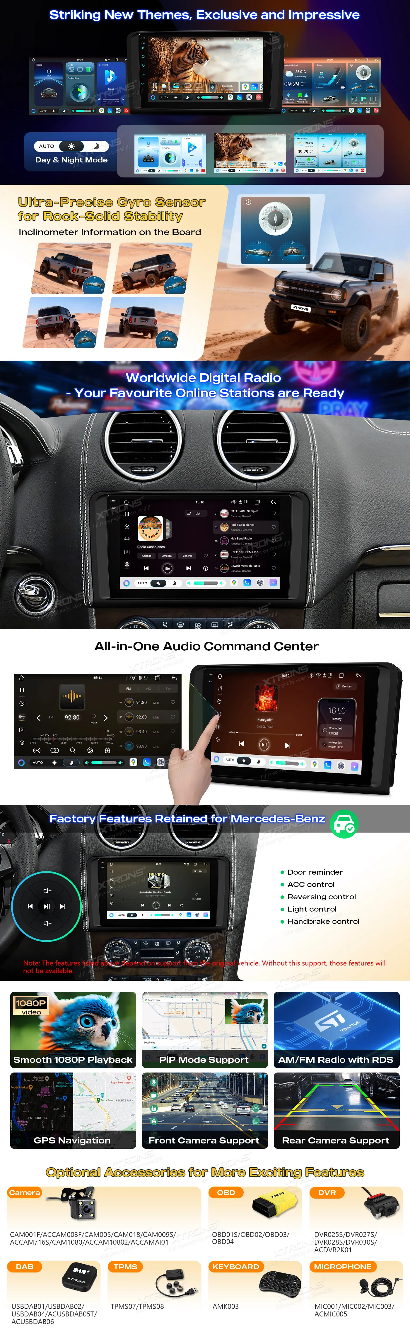 MB ML W164 / GL X164 | Android 14 | 9 inch QLED | 8GB/128GB/8Core | Multimedija Xtrons IMHP94M164