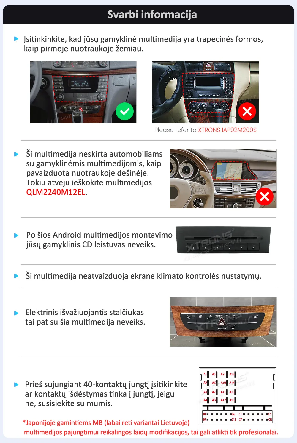 MB E W211 / CLS W219 | Android 14 | 9 inch QLED | 8GB/128GB/8Core | Multimedija Xtrons IMHP94M211