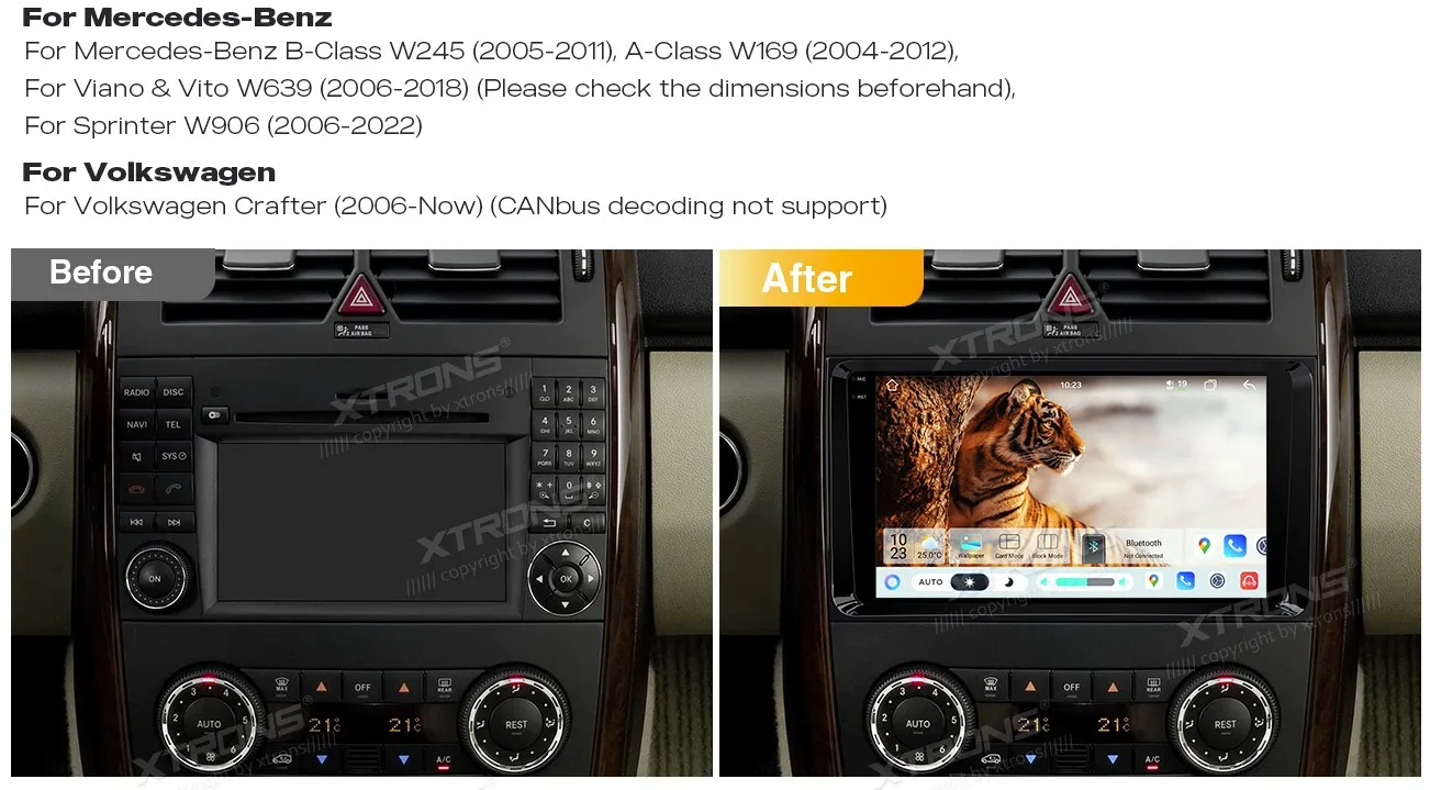 VW Crafter MB A / B / Vito / Sprinter | Android 14 | 9 inch QLED | 8GB/128GB/8Core | Multimedija Xtrons IMHP94M245