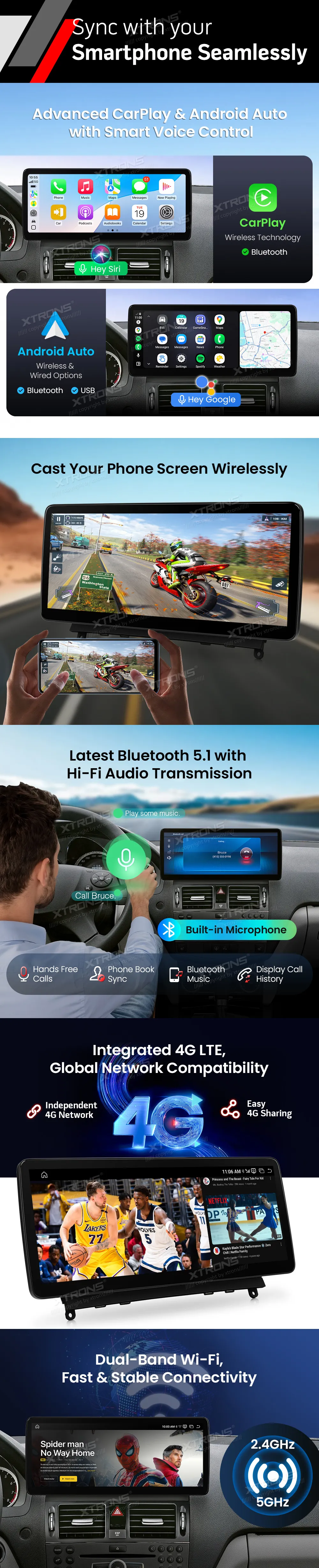 MB C W204 NTG 4.0 | Android OS | 12.3 inch | 4GB/64GB/8Core Snapdragon 662 | Multimedija Xtrons QBMH2440M12C40