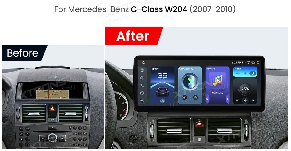 MB C W204 NTG 4.0 | Android OS | 12.3 inch | 4GB/64GB/8Core Snapdragon 662 | Multimedija Xtrons QBMH2440M12C40