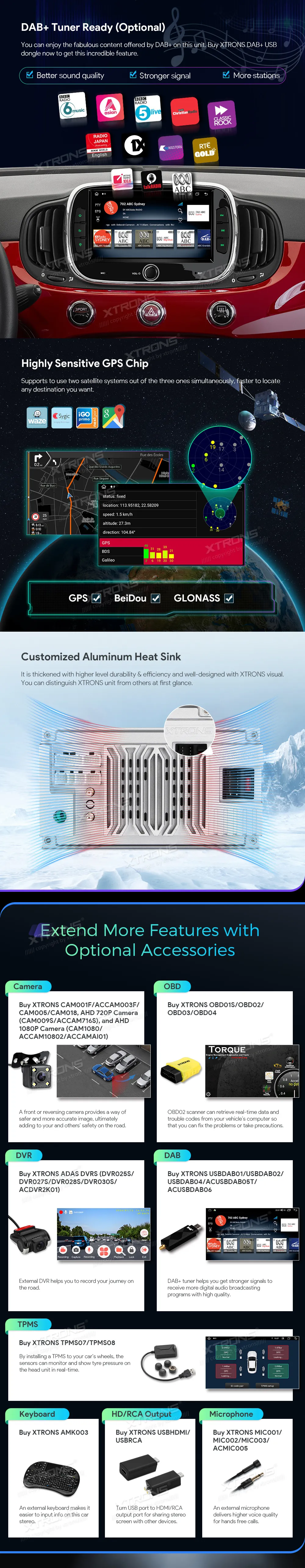 Fiat 500 2016-2019 | Android OS | 7 inch | 4GB/128GB/8Core | Multimedija Xtrons IAH74500FL