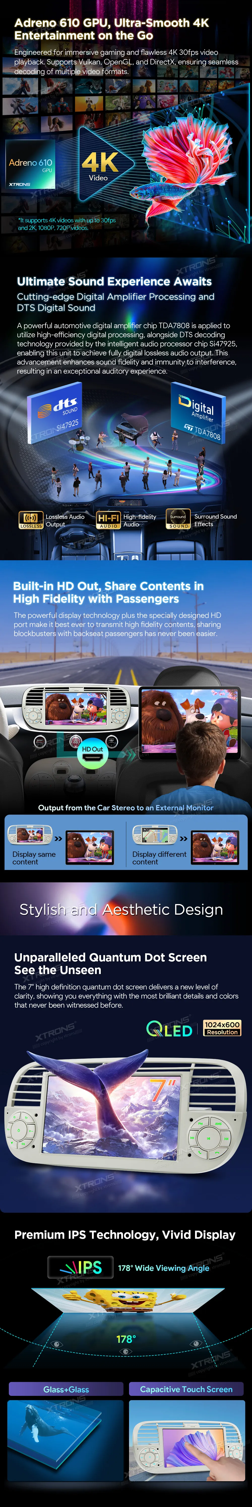 Fiat 500 2007-2015 | Android 14 | 7 inch QLED | 8GB/256GB/8Core Snapdragon 665 | Multimedija Xtrons IQ7450FLCP