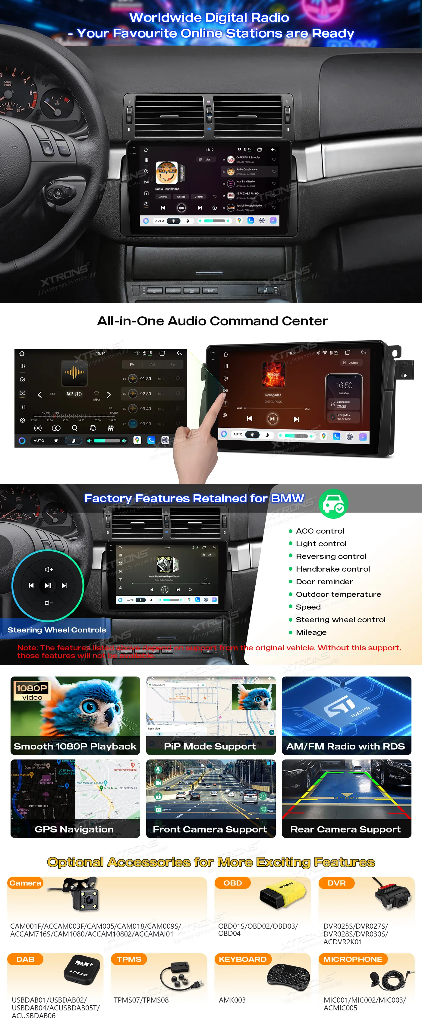 BMW E46 | Rover 75 | Android 14 | 9 inch QLED | 8GB/128GB/8Core | Multimedija Xtrons IMHP9446B