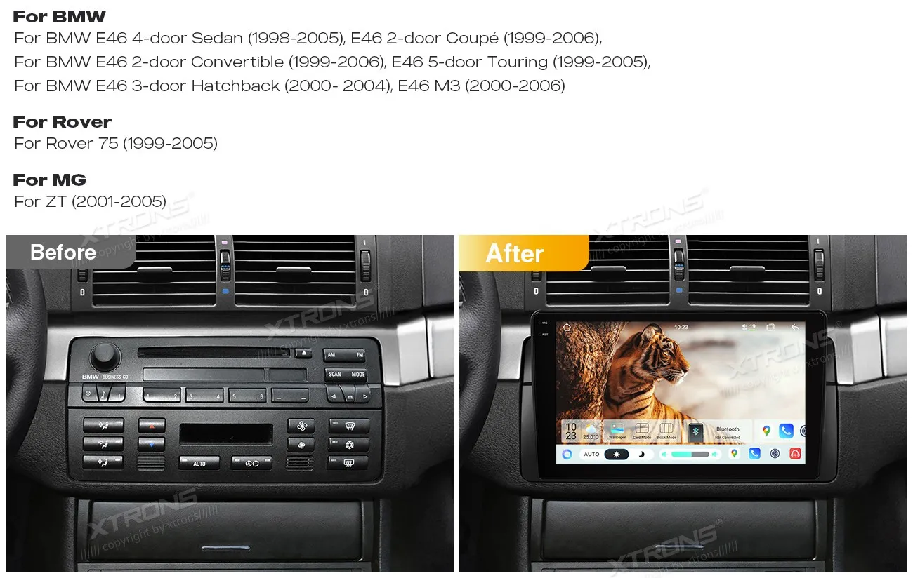 BMW E46 | Rover 75 | Android 14 | 9 inch QLED | 8GB/128GB/8Core | Multimedija Xtrons IMHP9446B