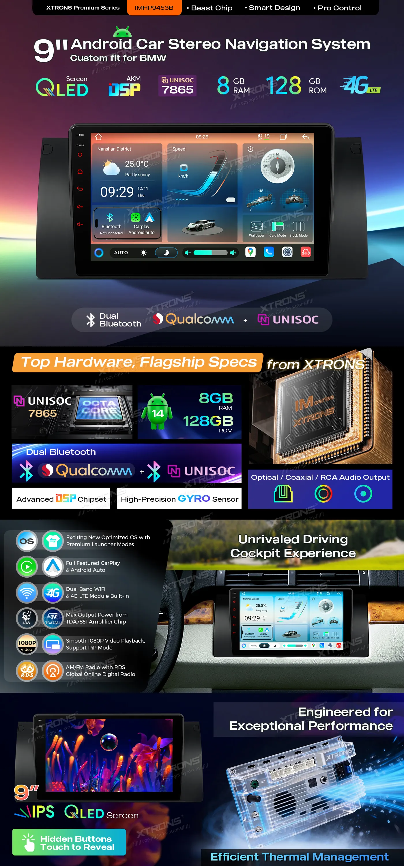 BMW X5 E53 | Android 14 | 10.25 inch QLED | 8GB/128GB/8Core | Multimedija Xtrons IMHP9453B