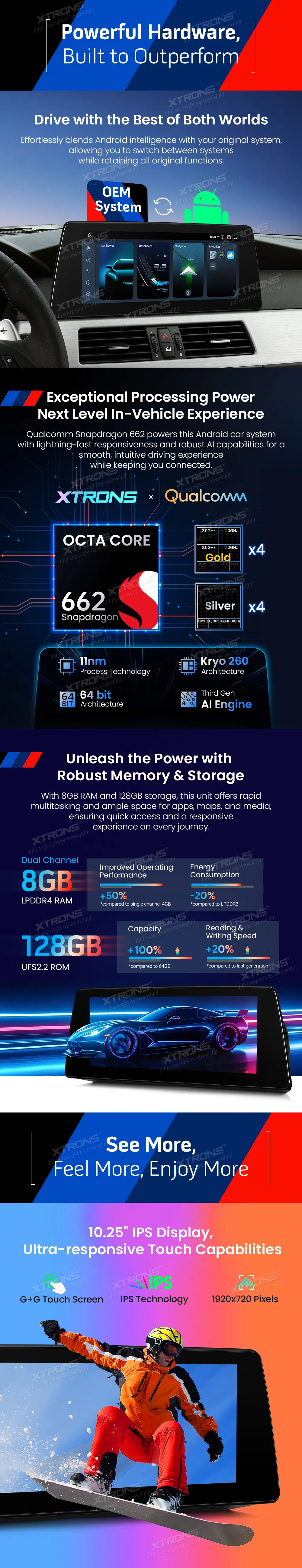 BMW E60 E61 CCC | Android OS | 10.25 inch | 8GB/128GB/8Core Snapdragon 662 | Multimedija Xtrons QBBH14CCB12E60