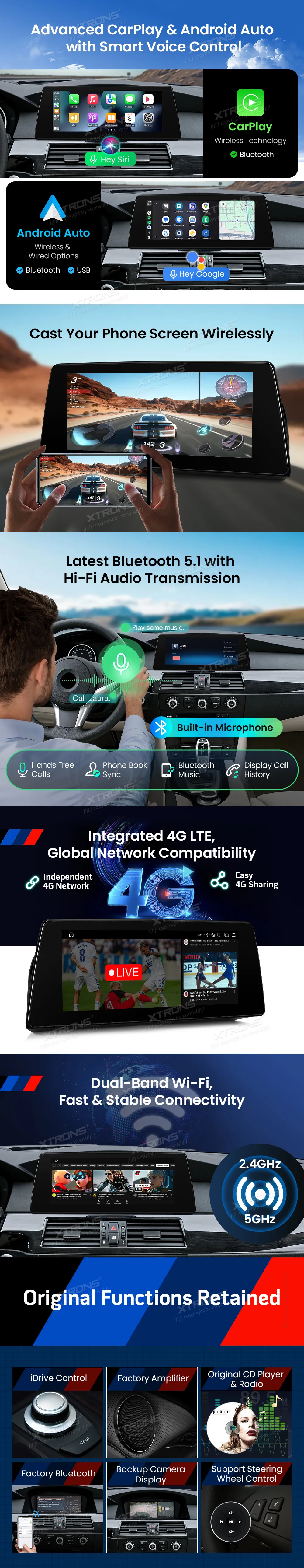 BMW E60 E61 CCC | Android OS | 10.25 inch | 8GB/128GB/8Core Snapdragon 662 | Multimedija Xtrons QBBH14CCB12E60