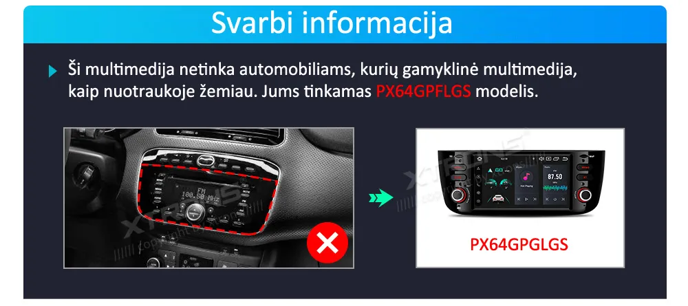 Fiat Grande Punto / Linea 2005-2011 | Android 14 | 6.2 inch | 4GB/64GB/8Core| Multimedija Xtrons PX64PTFLGS