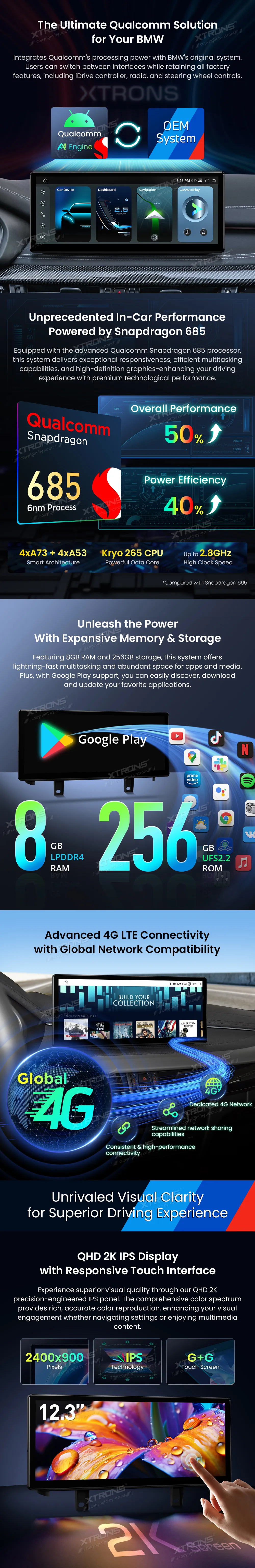 BMW X5 F15 / X6 F16 EVO | Android 14 | 12.3 inch | 8GB/256GB/8Core Snapdragon 685 | Multimedija Xtrons QWBX24EVB12X5N