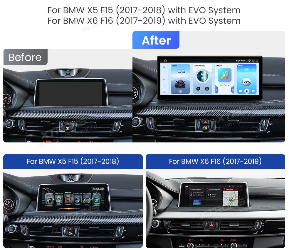 BMW X5 F15 / X6 F16 EVO | Android 14 | 12.3 inch | 8GB/256GB/8Core Snapdragon 685 | Multimedija Xtrons QWBX24EVB12X5N