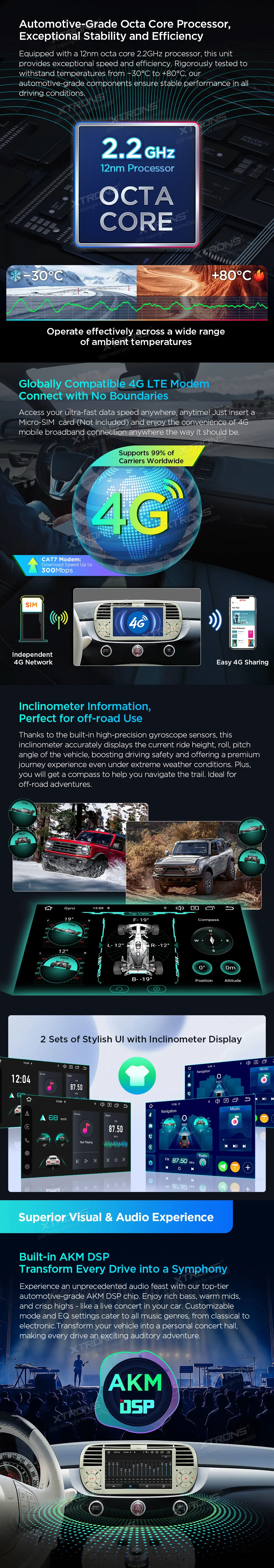 Fiat 500 2007-2015 | Android 14 | 7 inch | 4GB/64GB/8Core | Multimedija Xtrons PX7450FCLGS