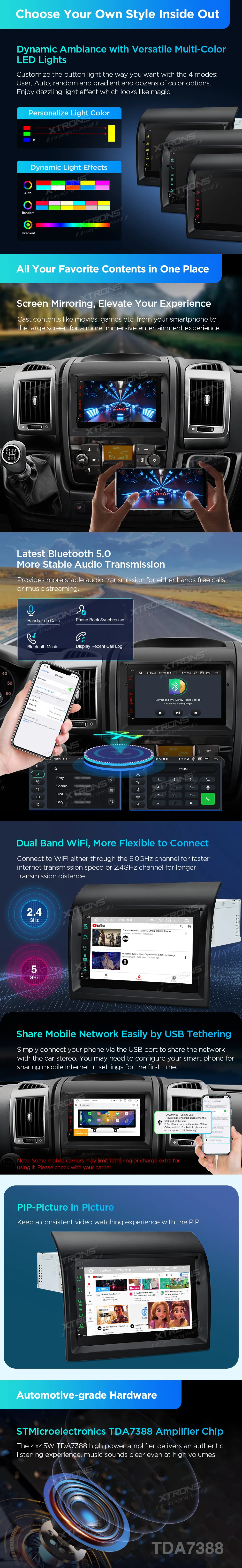 Fiat Ducato / Peugeot Boxerer / Citroen Jumper | Android 14 | 7 inch | 4GB/64GB/8Core | Multimedija Xtrons PX74DTFLGS