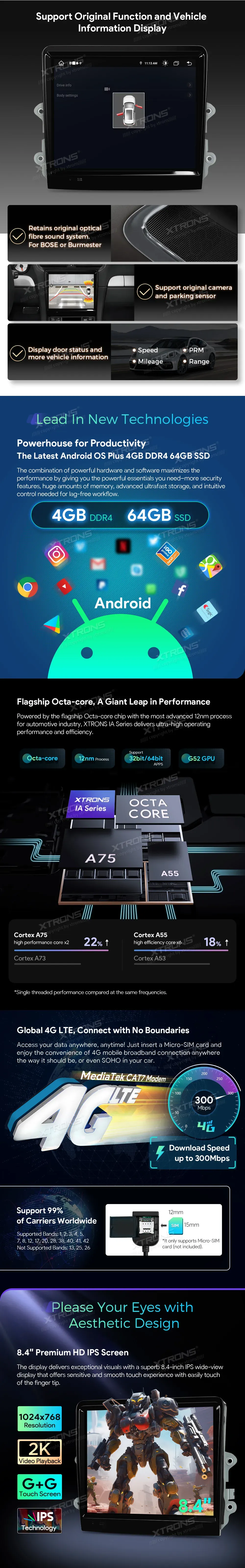 Porsche 911/Cayman/Boxster PCM 3.1 | Android OS | 8.4 inch | 4GB/128GB/8Core | Multimedija Xtrons IAH84BSTPT
