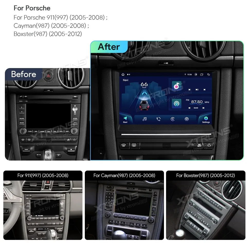 Porsche 911/Cayman/Boxster 2005-2012 | Android OS | 8 inch | 4GB/128GB/8Core | Multimedija Xtrons IAH84CMPL