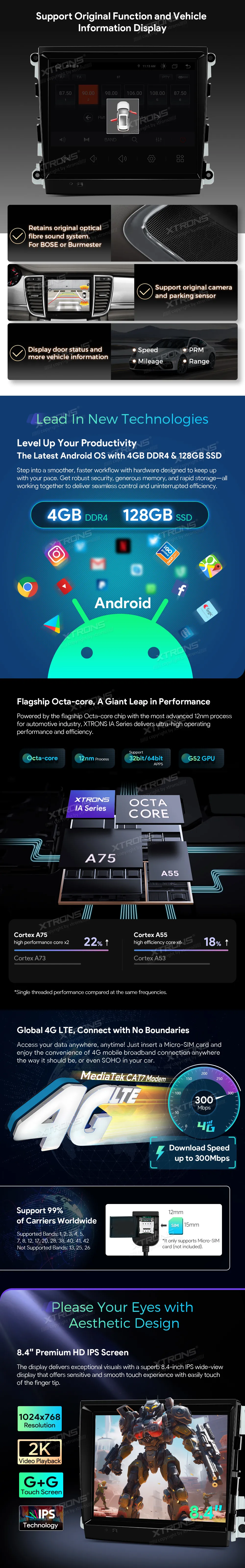 Porsche Panamera 2010-2016 PCM 3.1 | Android OS | 8.4 inch | 4GB/128GB/8Core | Multimedija Xtrons IAH84PMPT