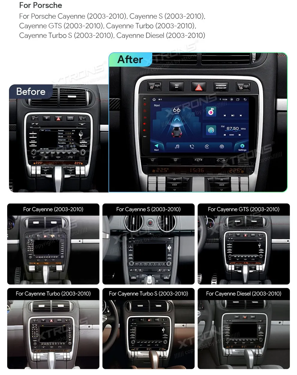 Porsche Cayenne 2003-2010 | Android OS | 8 inch | 4GB/128GB/8Core | Multimedija Xtrons IAH94CYPL