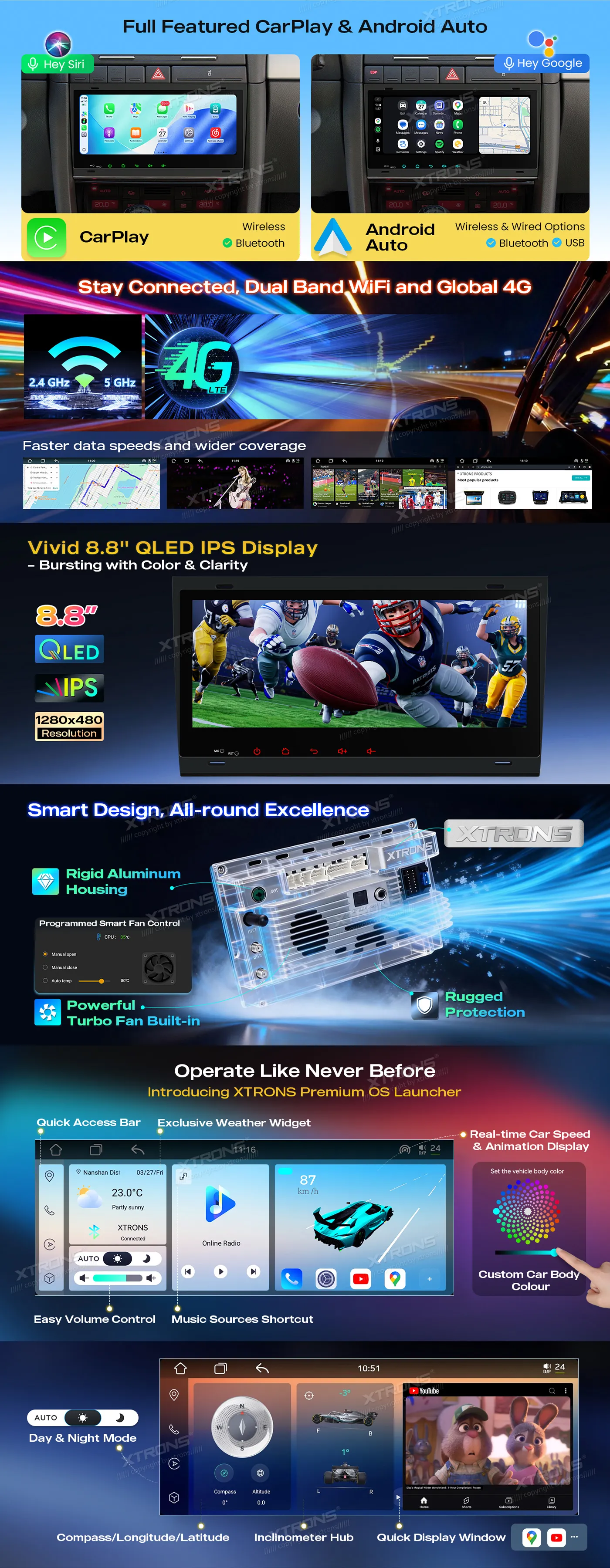 Audi A4 S4 RS4 B6/B7 | Android 14 | 8.8 inch QLED | 4GB/64GB/8Core | Multimedija Xtrons IM84A4AH