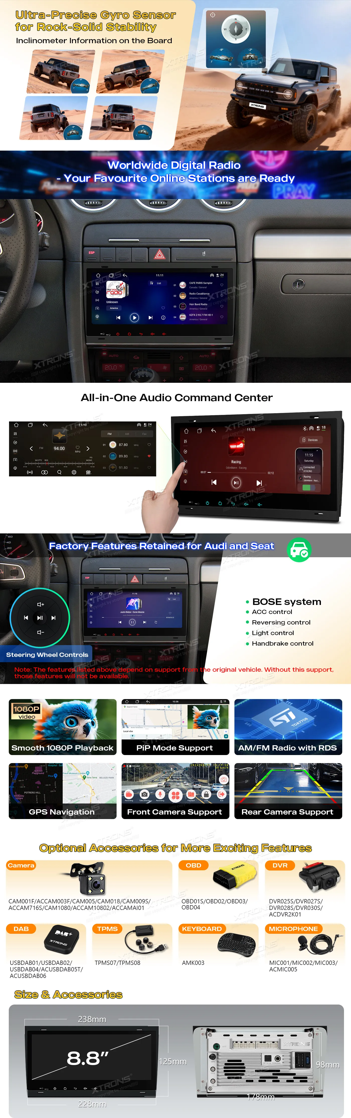 Audi A4 S4 RS4 B6/B7 | Android 14 | 8.8 inch QLED | 4GB/64GB/8Core | Multimedija Xtrons IM84A4AH