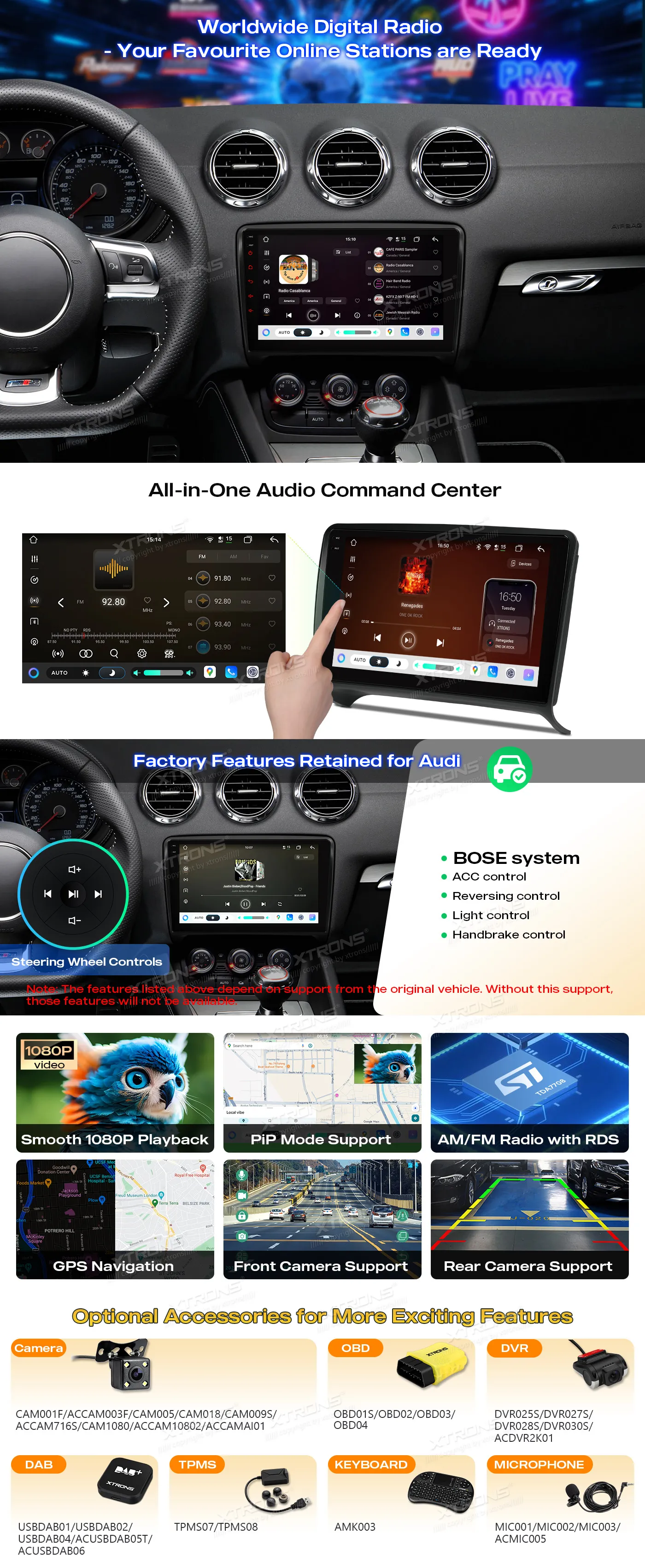 Audi TT 2006-2012| Android 14 | 9inch QLED | 4GB/128GB/8Core| Multimedija Xtrons IMHP94TTA