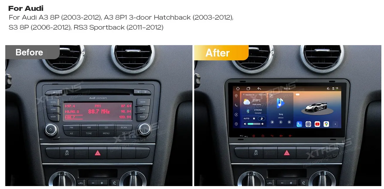 Audi A3 S3 RS3 | Android 14 | 8.8 inch QLED | 4GB/64GB/8Core | Multimedija Xtrons IM84A3AH