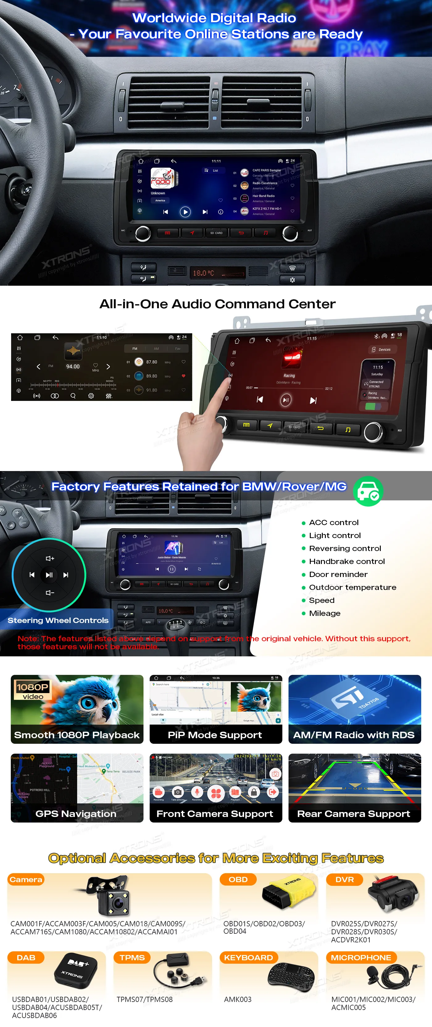 BMW E46 | Rover 75 | Android 14 | 8.8 inch QLED | 4GB/64GB/8Core | Multimedija Xtrons IM8446BH