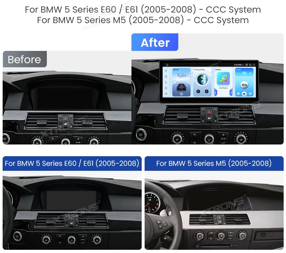 BMW E60 E61 CCC | Android 14 | 12.3 inch | 8GB/128GB/8Core Snapdragon 680 | Multimedija Xtrons QGB24CCB12E60