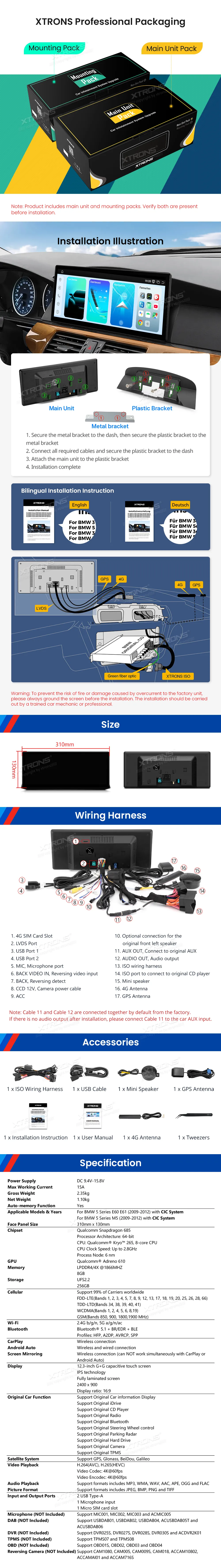 BMW E60 E61 CIC | Android 14 | 12.3 inch | 8GB/256GB/8Core Snapdragon 685 | Multimedija Xtrons QWBX24CIB12E60