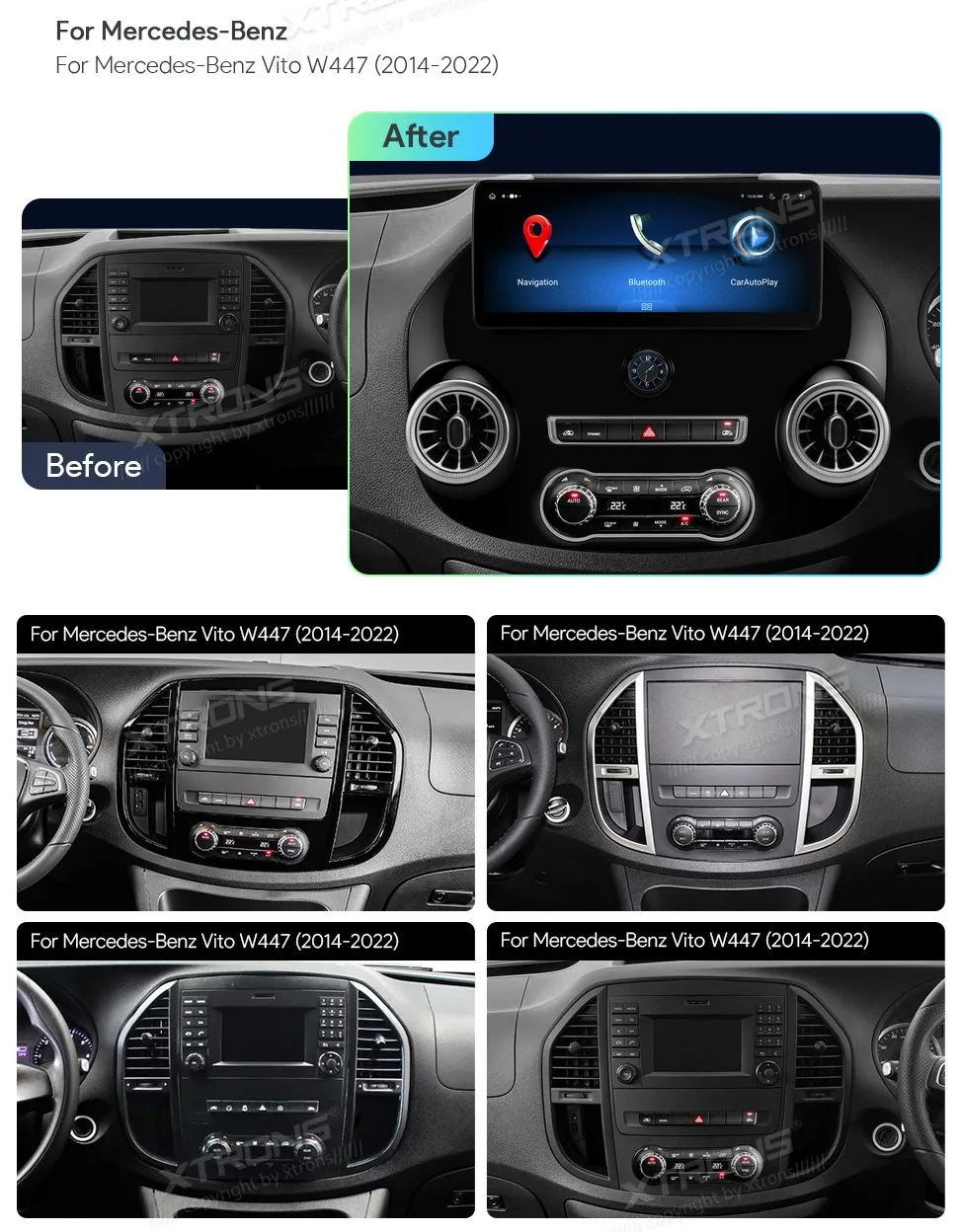 MB Vito W447 2014-2022 | Android 14 | 12.3 inch | 4GB/128GB/8Core | Multimedija Xtrons IAH24M447